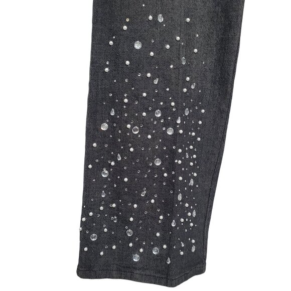 Quacker Factory Denim - Quacker Factory 2X Jeans Denim Pearly Rhinestone Embellished Stretch Sparkle